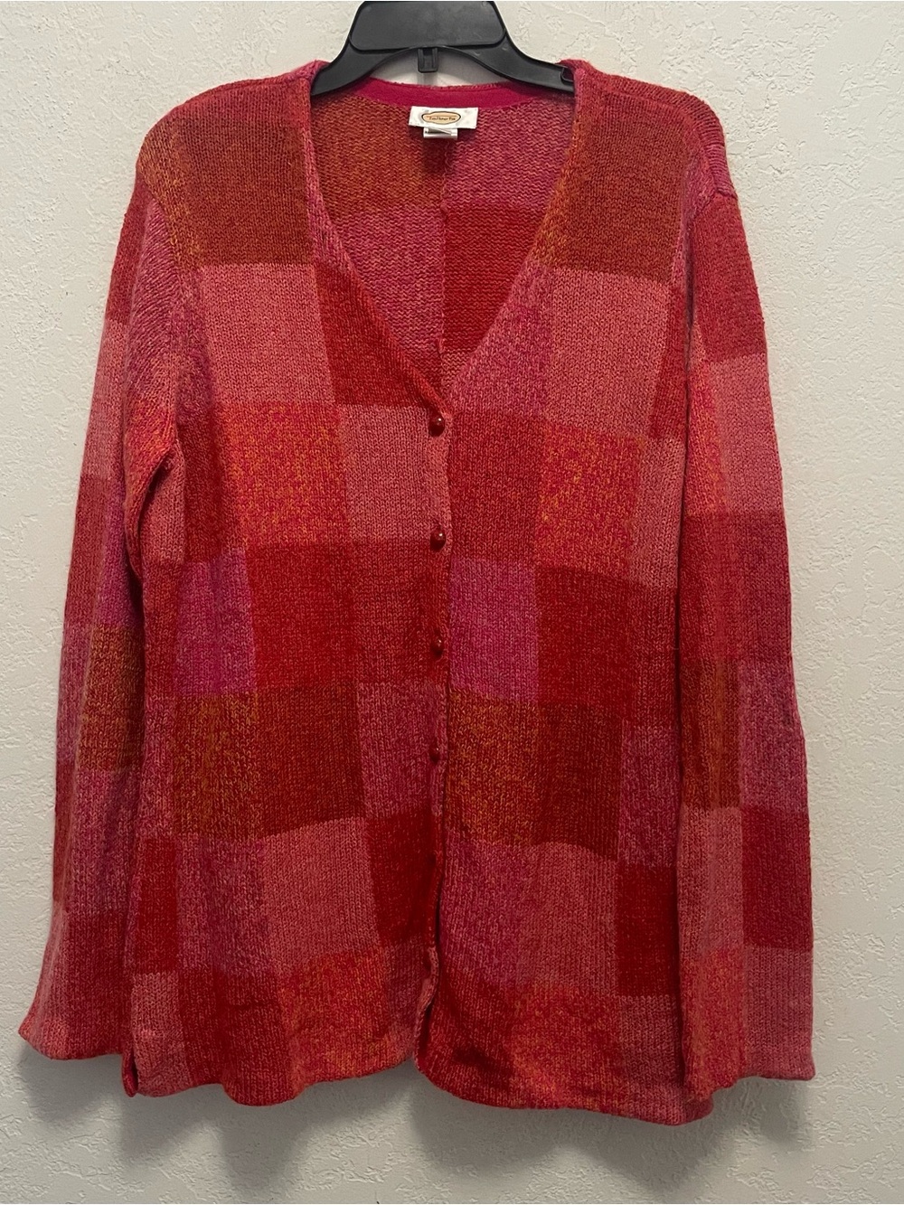 Vintage Talbots Color Block Button Up Cardigan Pinks/Red Size XL Women’s